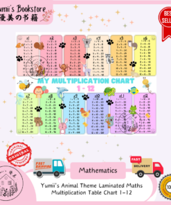 Yumii's Animal Theme Laminated Maths Multiplication Table Chart 1-12